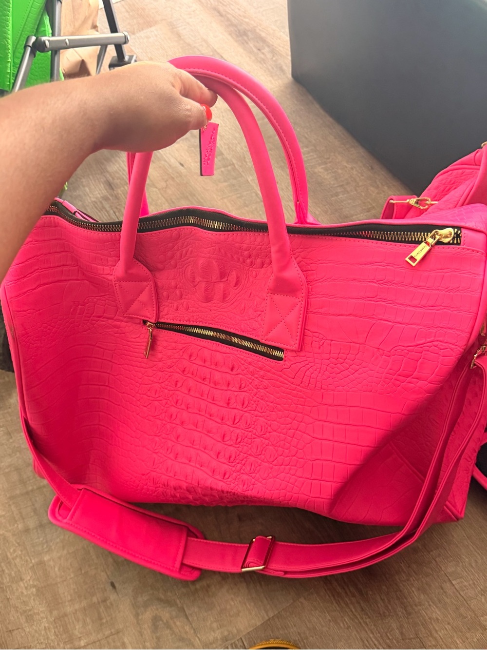 Neon Pink Statement Weekend Travel Set - Women Bags (Tote N Carry)
